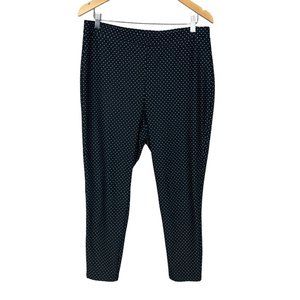 Chico's 2 Crop Pants Womens Large Black White Polka Dot Pull On Stretch Slim Leg